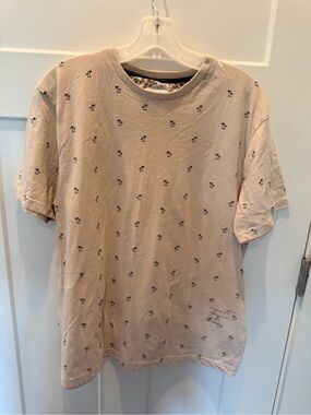 Denim & Flower Ricky Singh Men’s Large Palm Tree Print T Shirt Beige Coastal